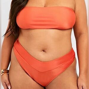 Rust Orange Bandeau Swimsuit 2 Piece